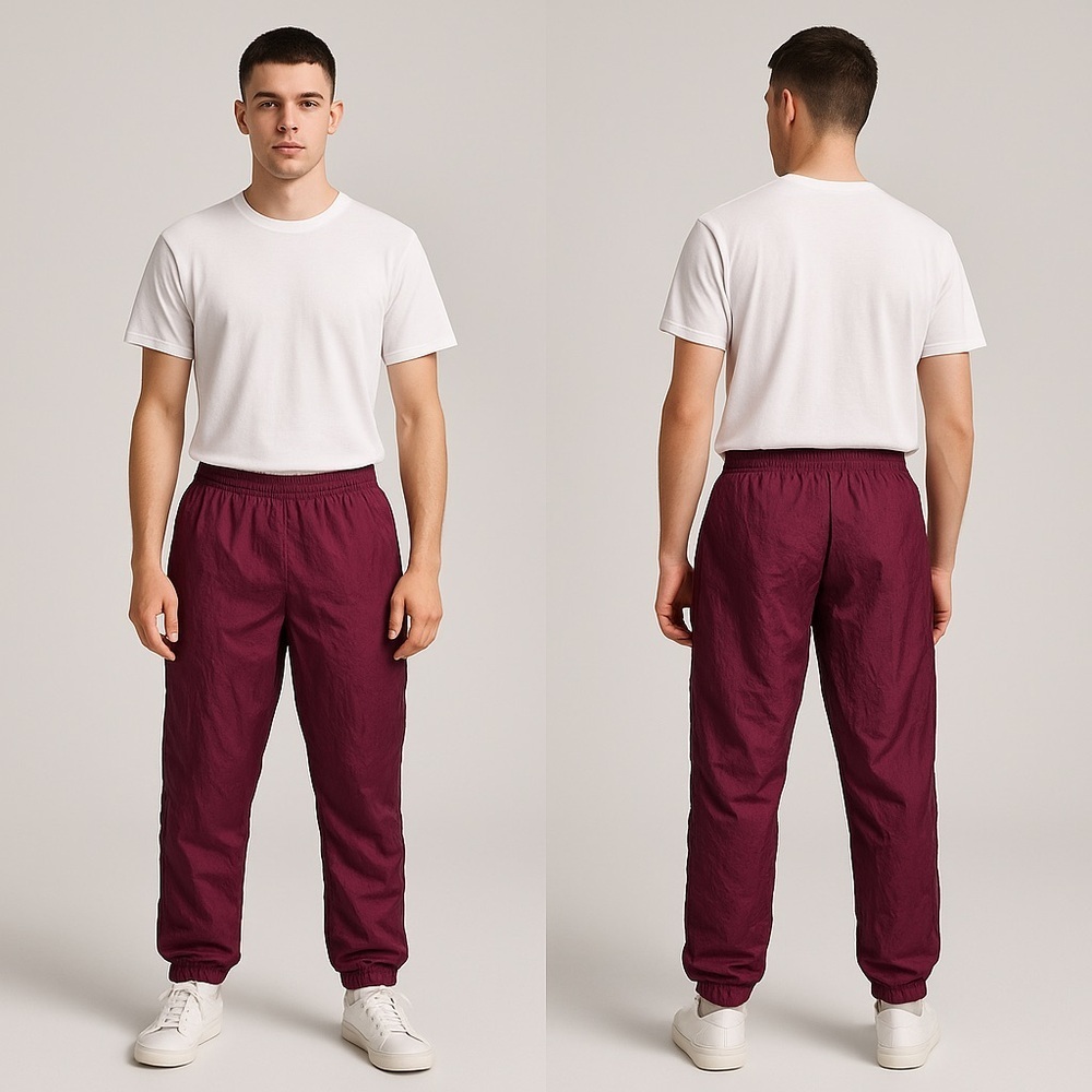 Vintage Clipper Bay Men’s M Shiny Nylon Jogger Pants Purple Track 80s 90s Retro